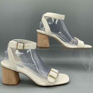 NEW Steve Madden Women’s Mindi Leather Ankle Strap Sandals White Size 9M
